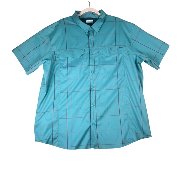 Columbia Other - Columbia Silver Ridge Lite Mens XXL Teal Plaid Short Sleeve Hiking Shirt AM1160
